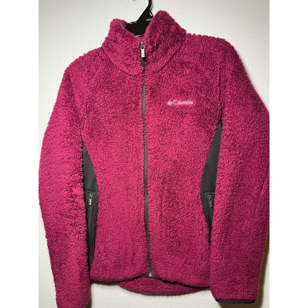 Columbia Fast Beauty Plush Fleece‎ Full Zip Jacket Burgundy  EUC Women Sz MEDIUM